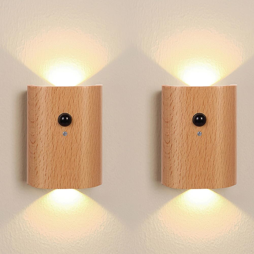 Lampka nocna na schody – inteligentna lampa schodowa z czujnikiem ruchu, akumulatorowa, idealna do sypialni i korytarzy (zestaw 2 szt.)