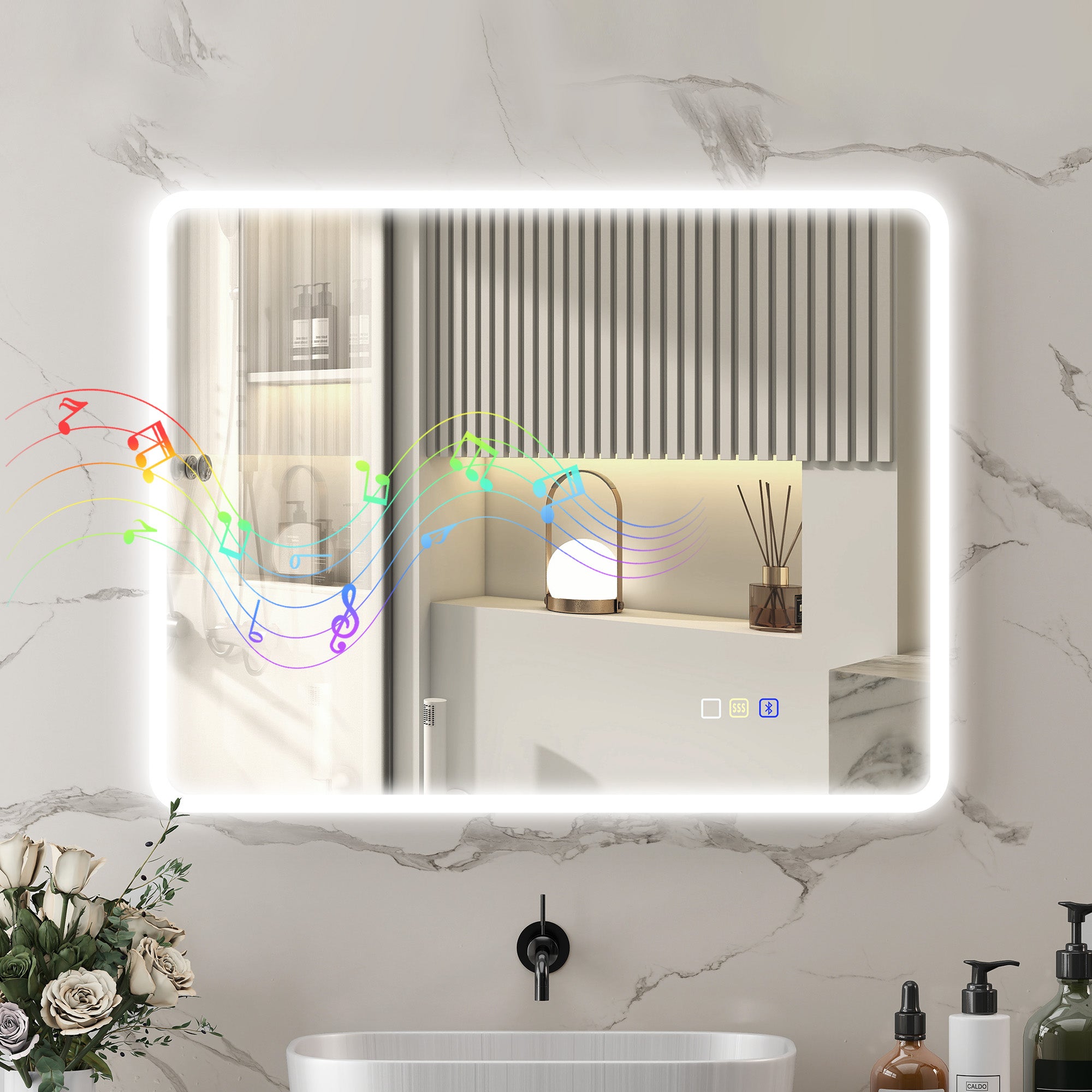 Lustro Łazienkowe LED z Bluetooth, Regulowanym Światłem i Funkcją Przeciwmgielną do Łazienki