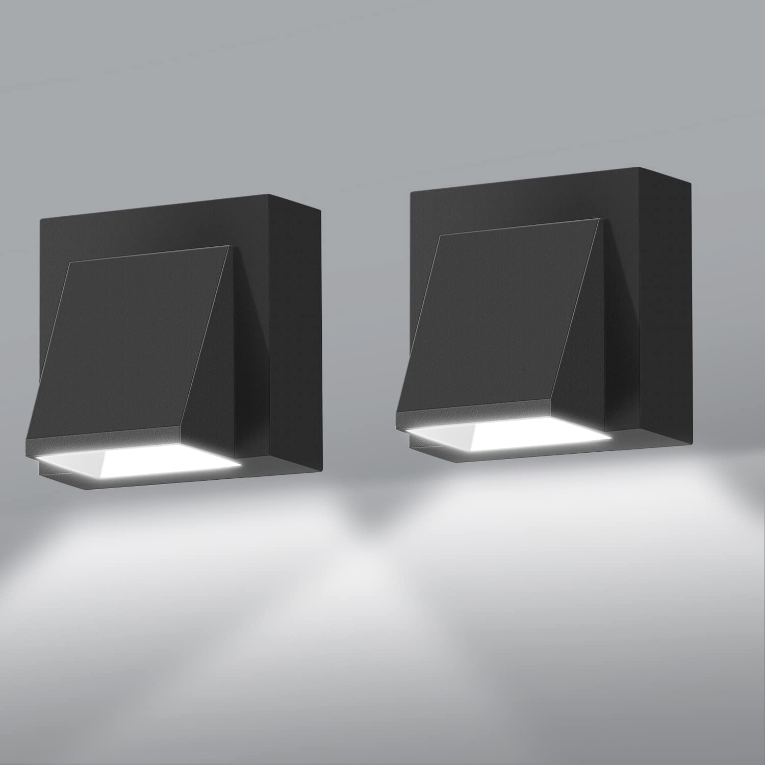 HAWUE 2 szt. Kinkiet Zewnętrzny Ścienny, 5W COB Kinkiet Zewnętrzny LED, 6000K IP65 Wodoodporna Lampa Ścienna Zewnętrzna Aluminiowa do