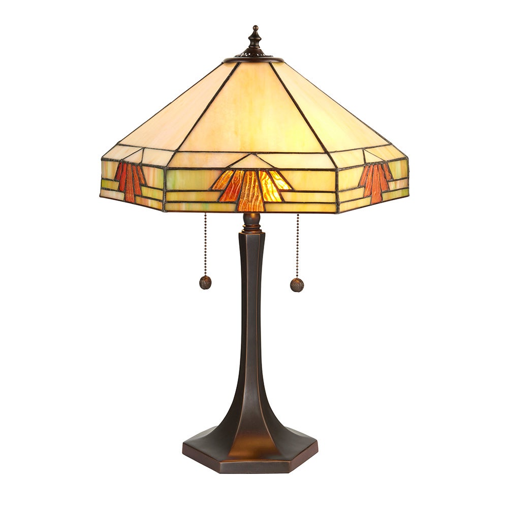 Lampa stołowa witrażowa włączniki na sznureczkach art deco 2xE27 60W NEVADA Tiffany