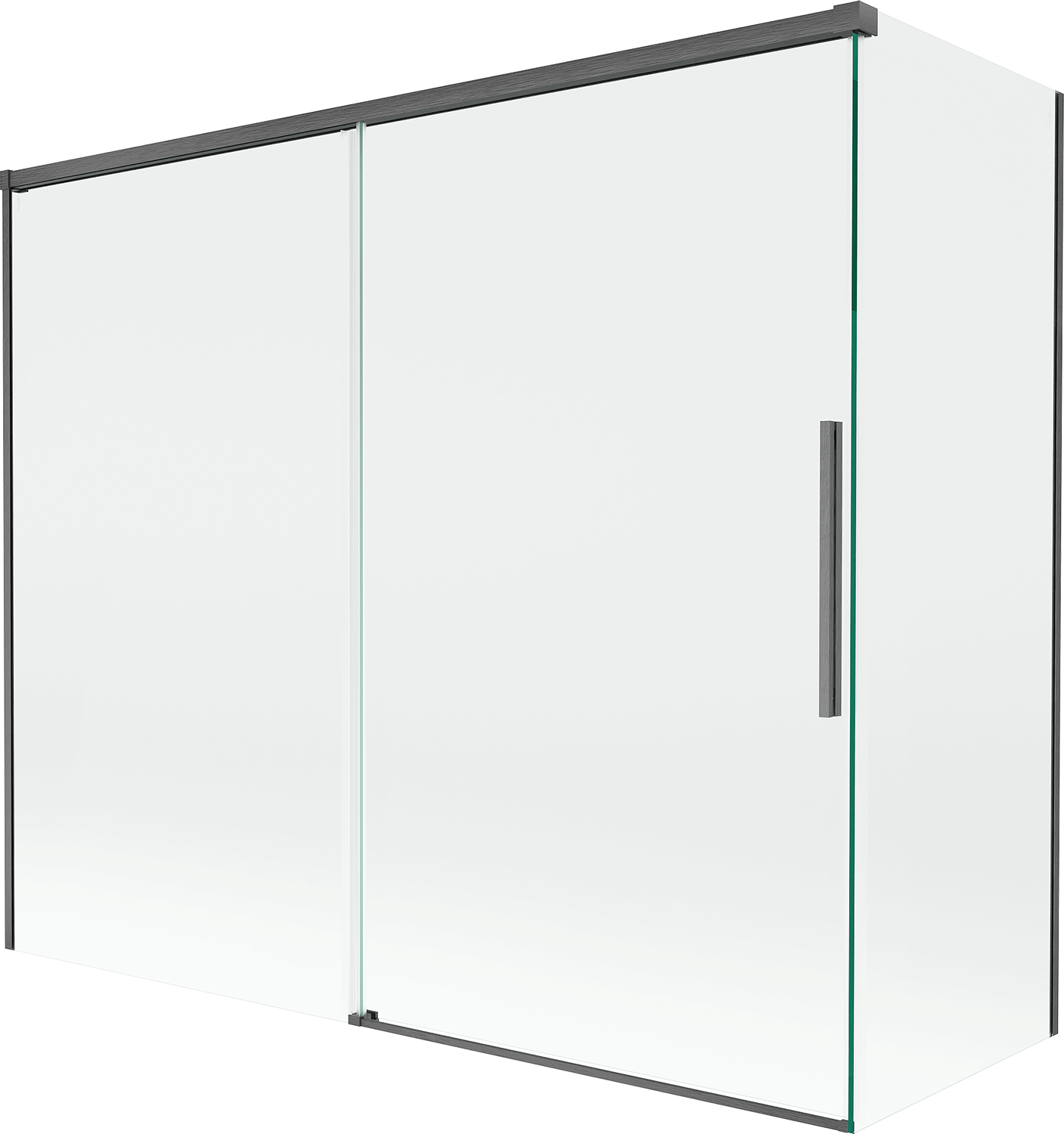 Mexen Rox parawan nawannowy 2-skrzydłowy rozsuwany 180 + 80 x 150 cm, transparent, gun gray szczotkowany - 8C9-180-080-66-00