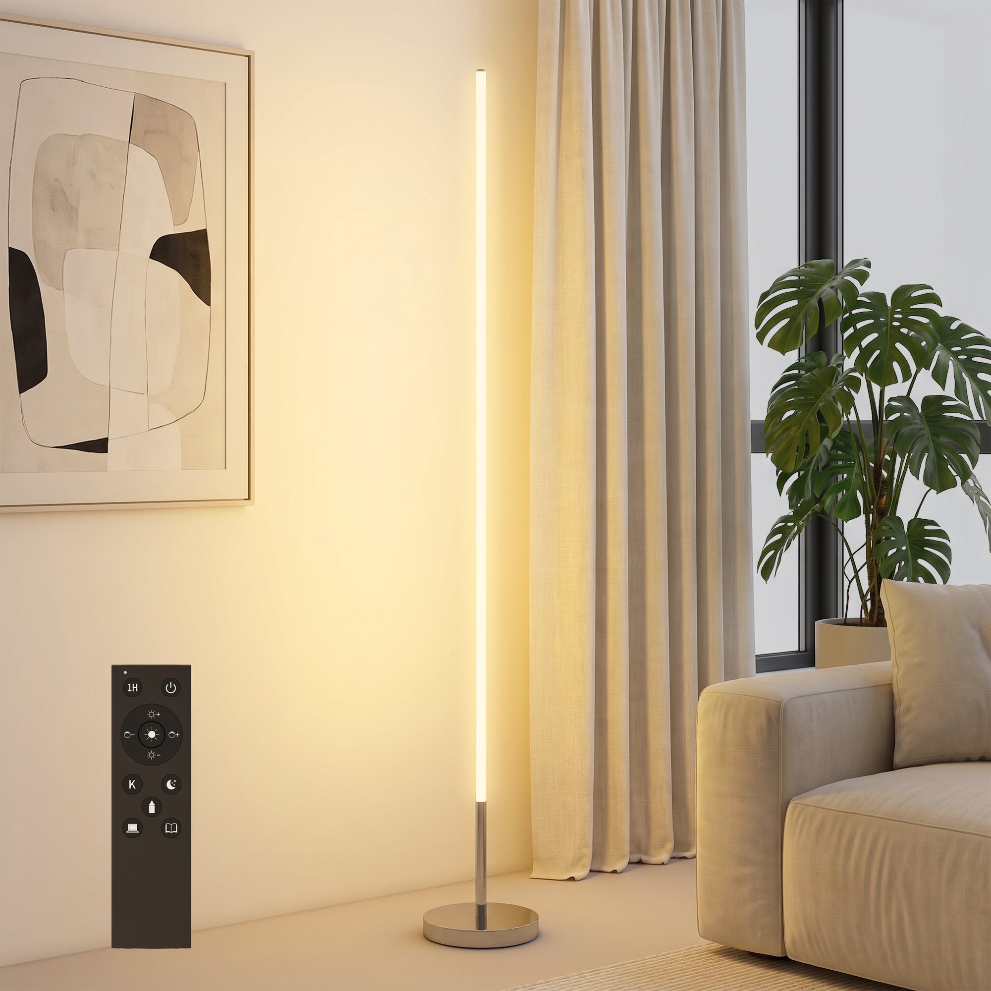 Lampa podłogowa LED do salonu z regulowaną temperaturą barwową, odpowiednia do sypialni i biura, 20 x 20 x 150 cm