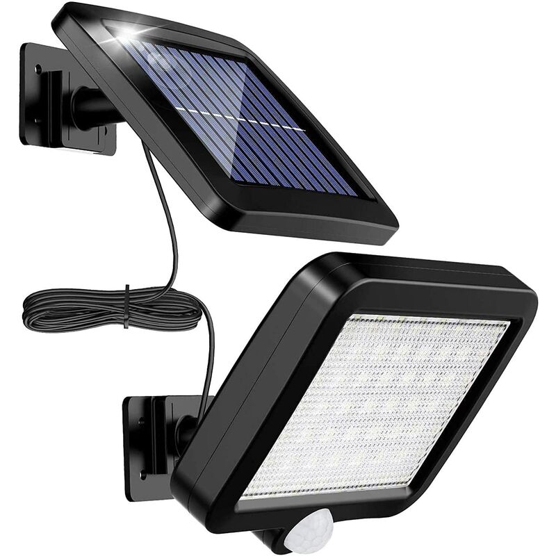 Lampa solarna - Zewnętrzne światło słoneczne z czujnikiem ruchu 56 LED, wodoodporna lampa solarna ogrodowa IP65 o kącie 120° z kablem 5 m