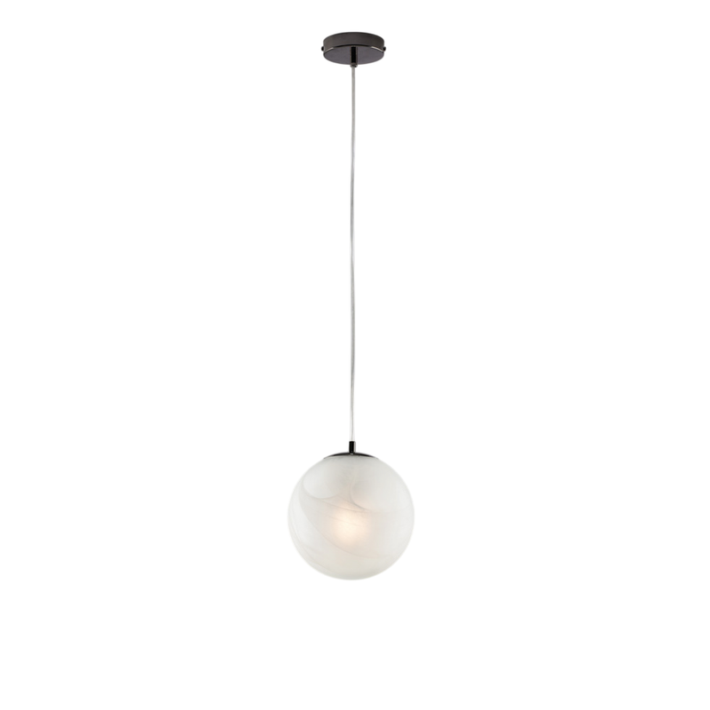 Sospensione in ferro bronzato 1 luce con sfera dm.20 H.30 - MAX 130 - Ø20