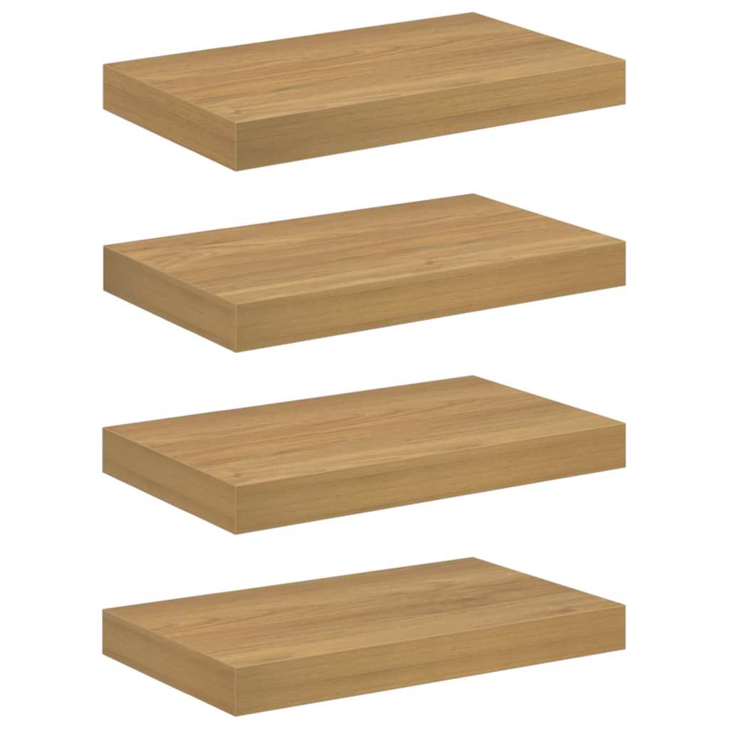 Prateleira de Parede 4 pcs, em madeira processada, 40 x 23,5 x 4 cm, castanho