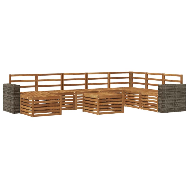 Zestaw sof na zewnątrz 9 pcs naturalny Lite Drewno Akacji