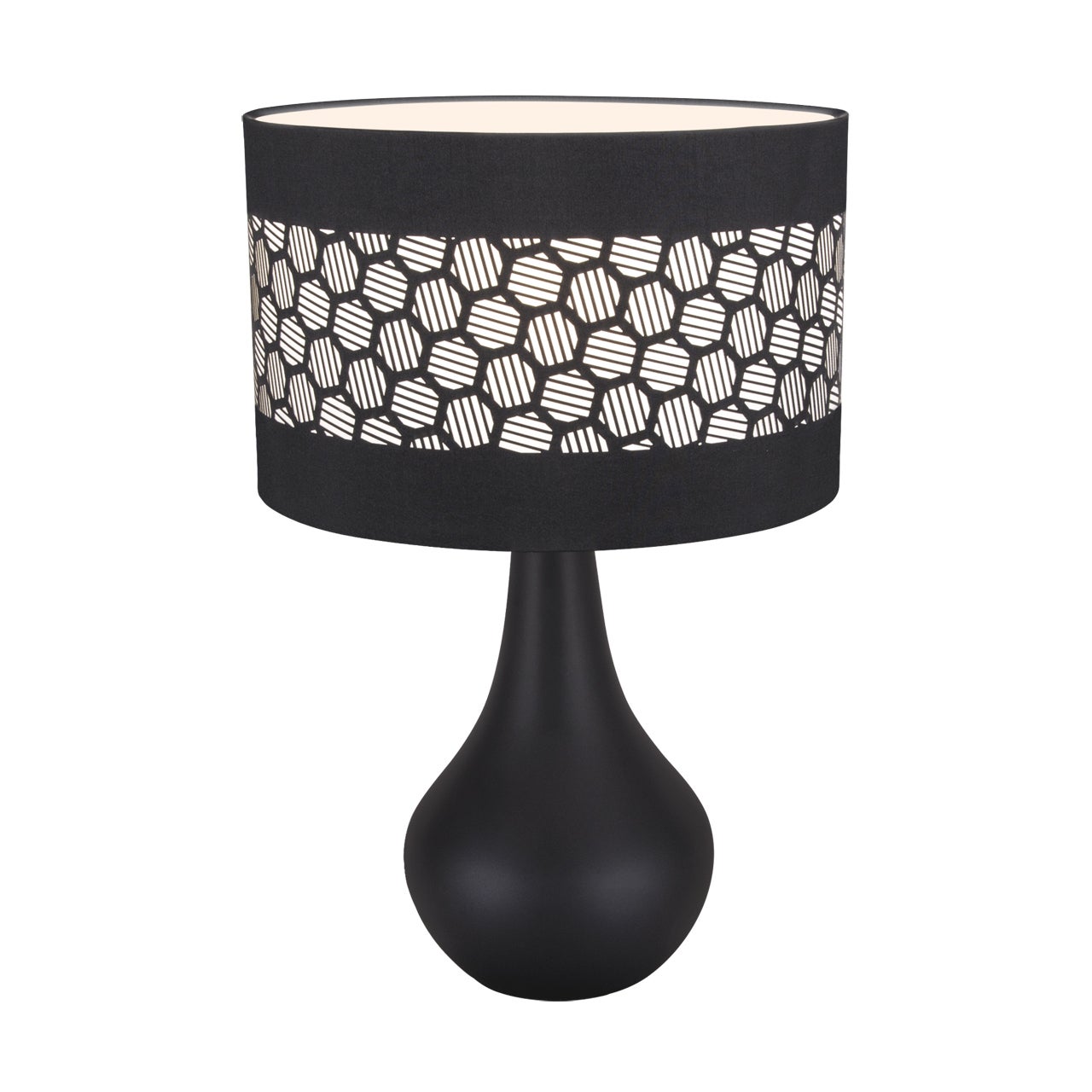 Lampa stołowa ceramiczna czarna wzorzysty abażur 1xE14 40W WANDA Struhm