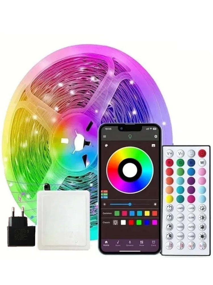 Taśma świetlna LED do sypialni, 1 rolka, taśma świetlna LED zmieniająca kolor RGB, z pilotem i funkcją Bluetooth (15 metrów)