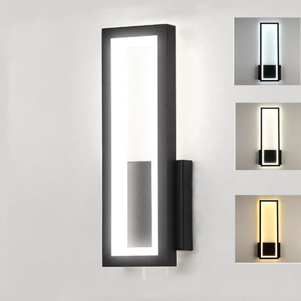 Nowoczesna lampa ścienna 27W, 3000K-6500K, 3 regulowane temperatury barwowe, odpowiednia do salonu, sypialni, przedpokoju (czarna)