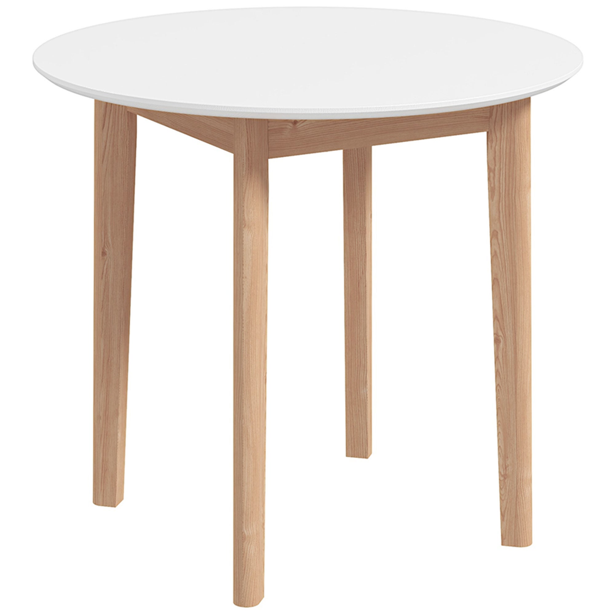 Stół jadalniany Stół kuchenny Okrągły stół, Skandynawski design, 75 cm x 75 cm x 76 cm, Biały + Naturalny
