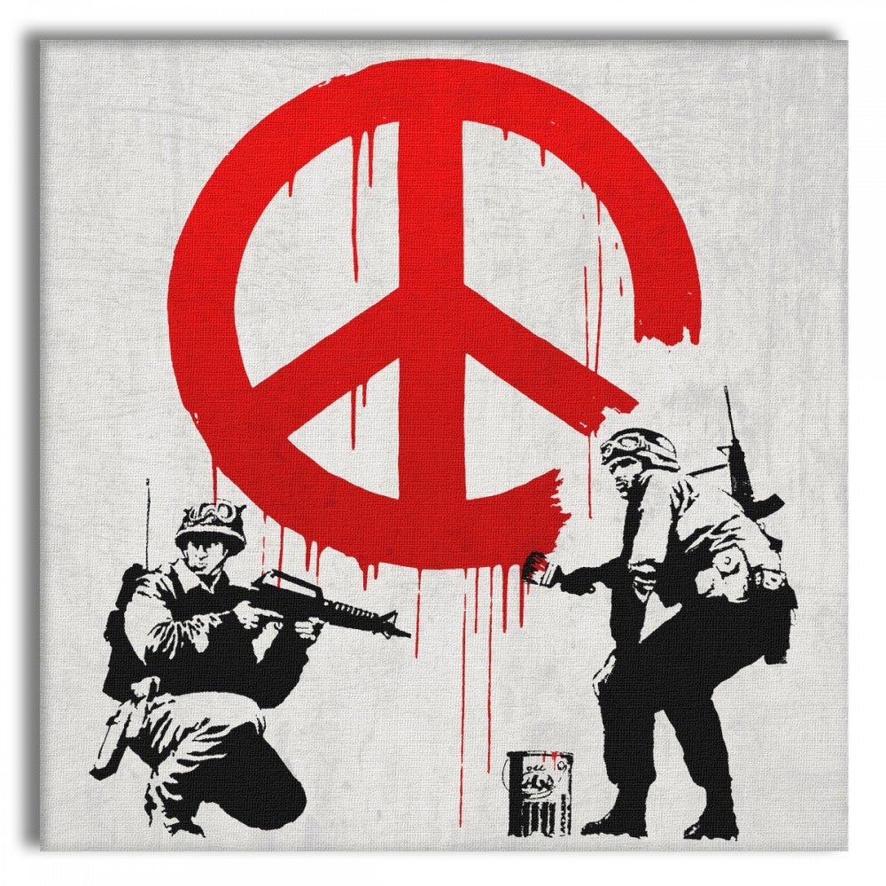 BANKSY - ŻOŁNIERZE CND - Obraz na płótnie na drewnianej ramie 130x130 cm
