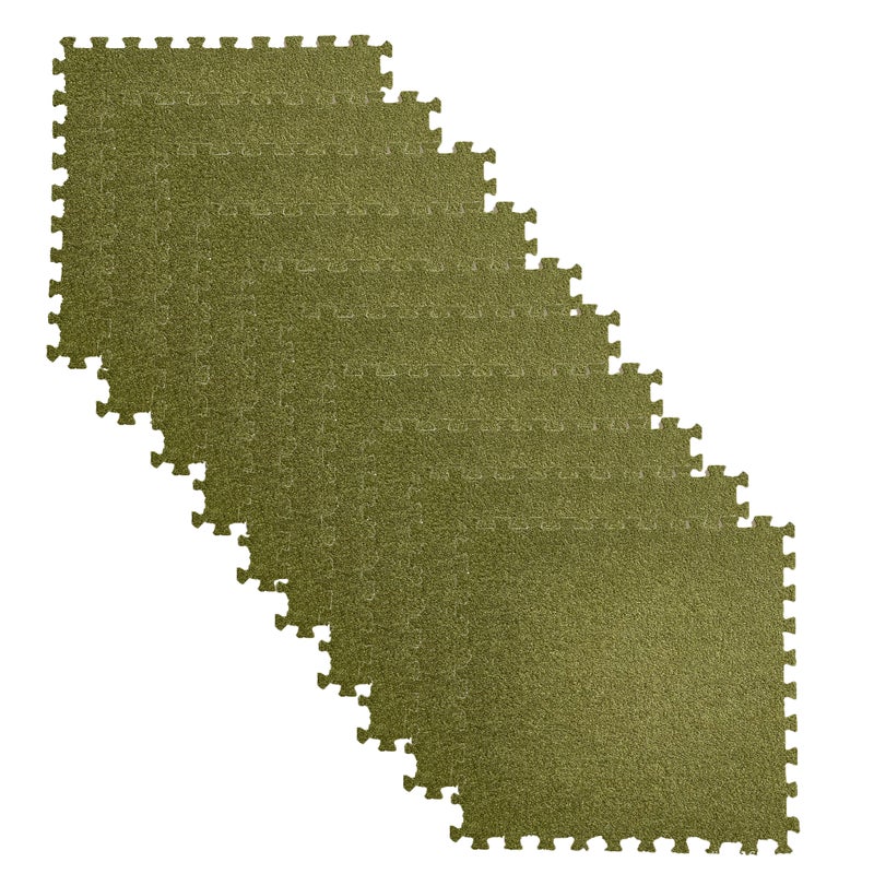 Dziesięcioczęściowy dywan patchworkowy z aksamitu mrówkowego, samoprzylepny dywan DIY, 30x30x1.0cm, ciemnozielony