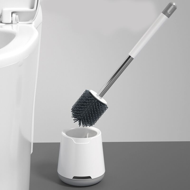 Silikonowa szczotka do WC, szczotka do WC i uchwyt, antypoślizgowy uchwyt z tworzywa sztucznego, elastyczne włosie -