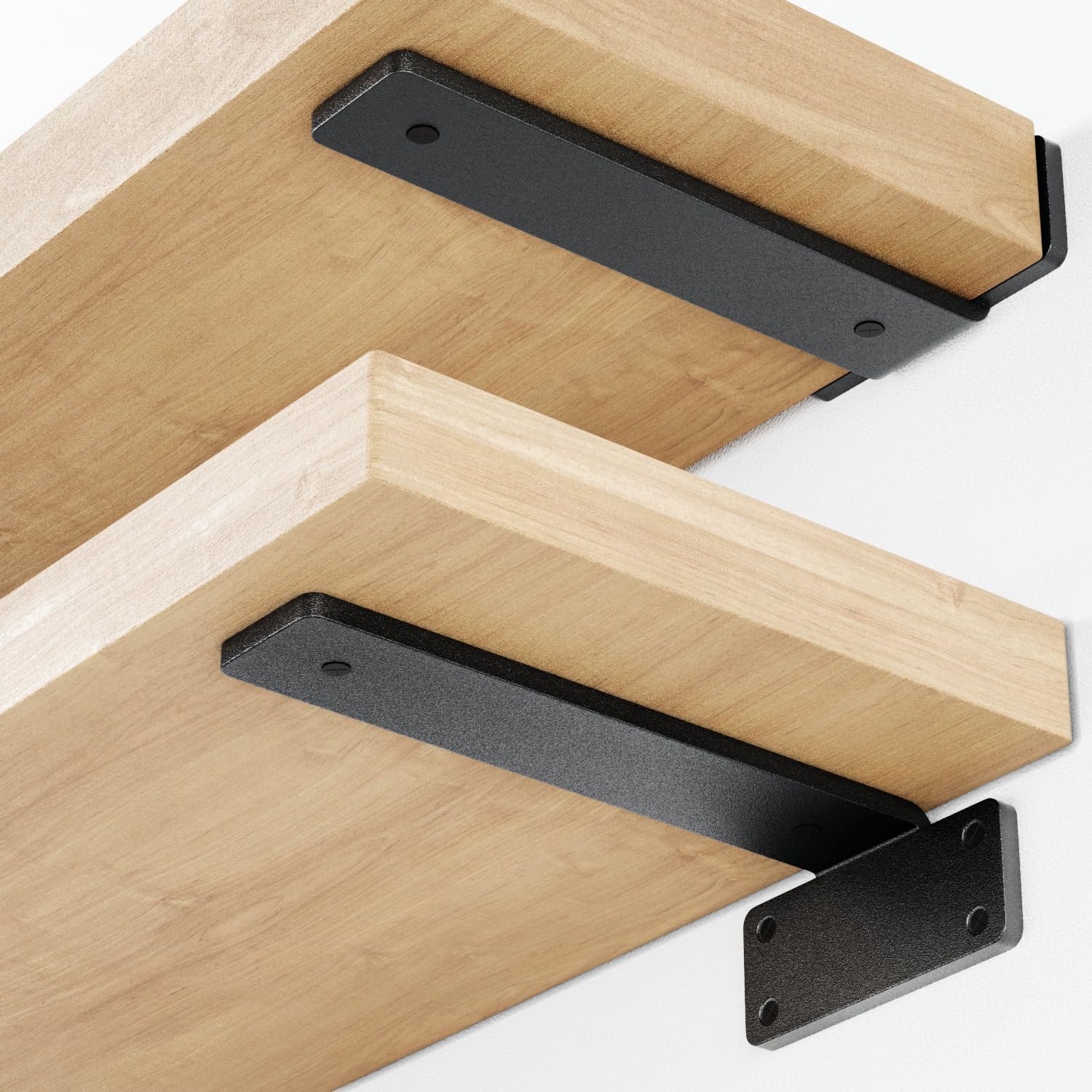 Wytrzymałe wsporniki półek (25 cm) z czarnego metalu (grubość 5 mm), zestaw 2 szt., udźwig ponad 72 kg