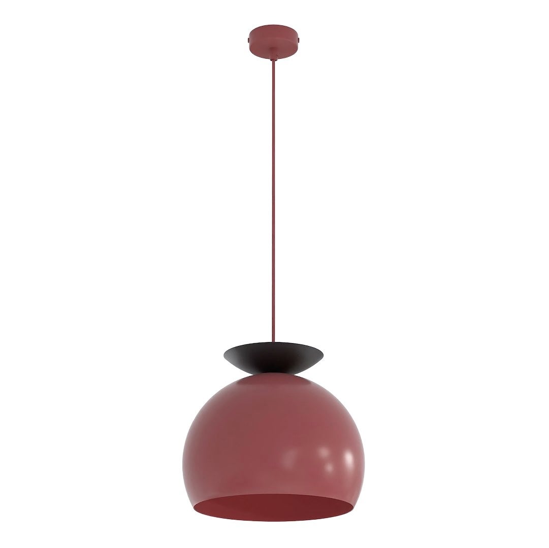 Lampa wisząca nowoczesna burgundowo-czarna kulisty klosz 1xE27 15W GEO Emibig