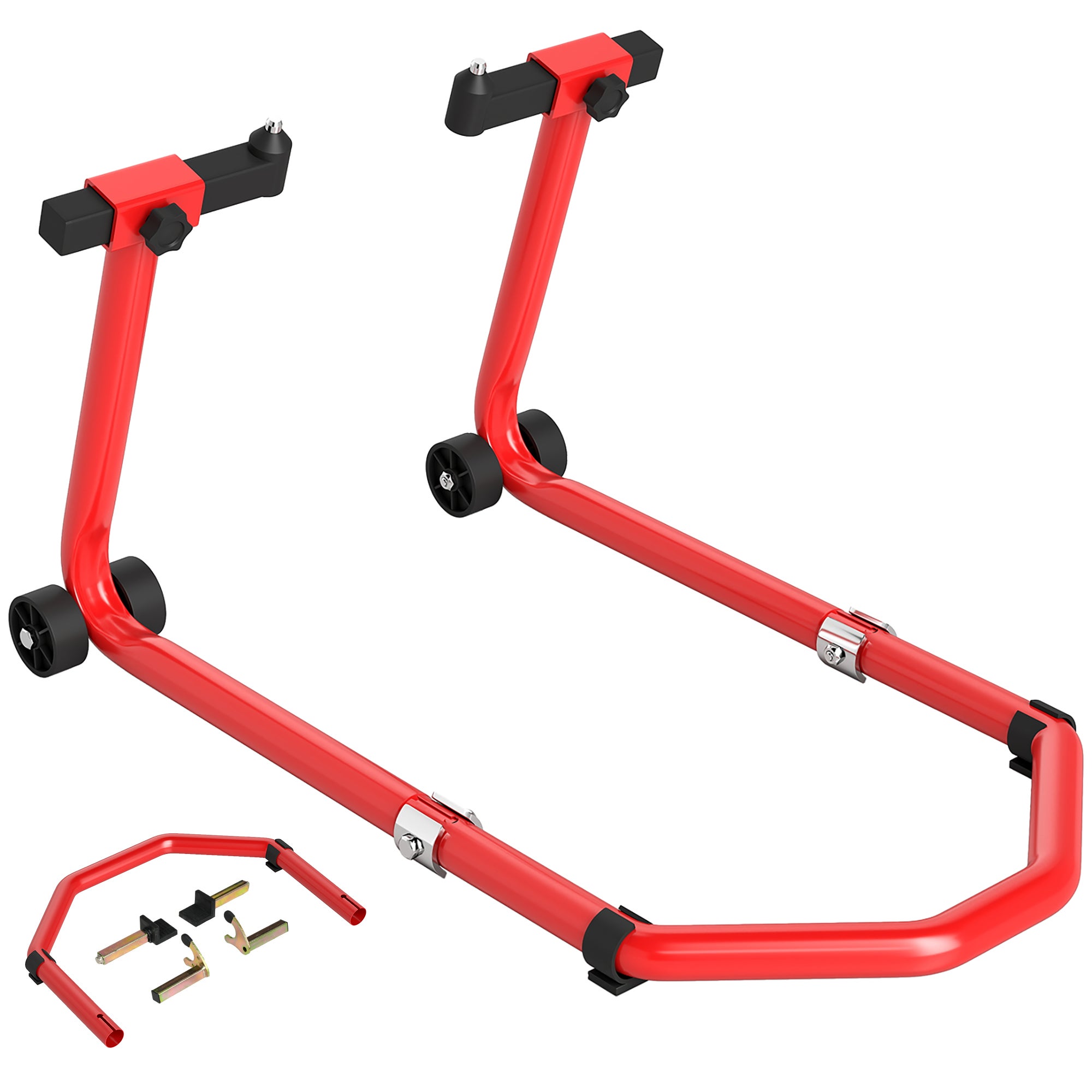 Stojak na motocykl 390kg stalowy U+L czerwony regulowany