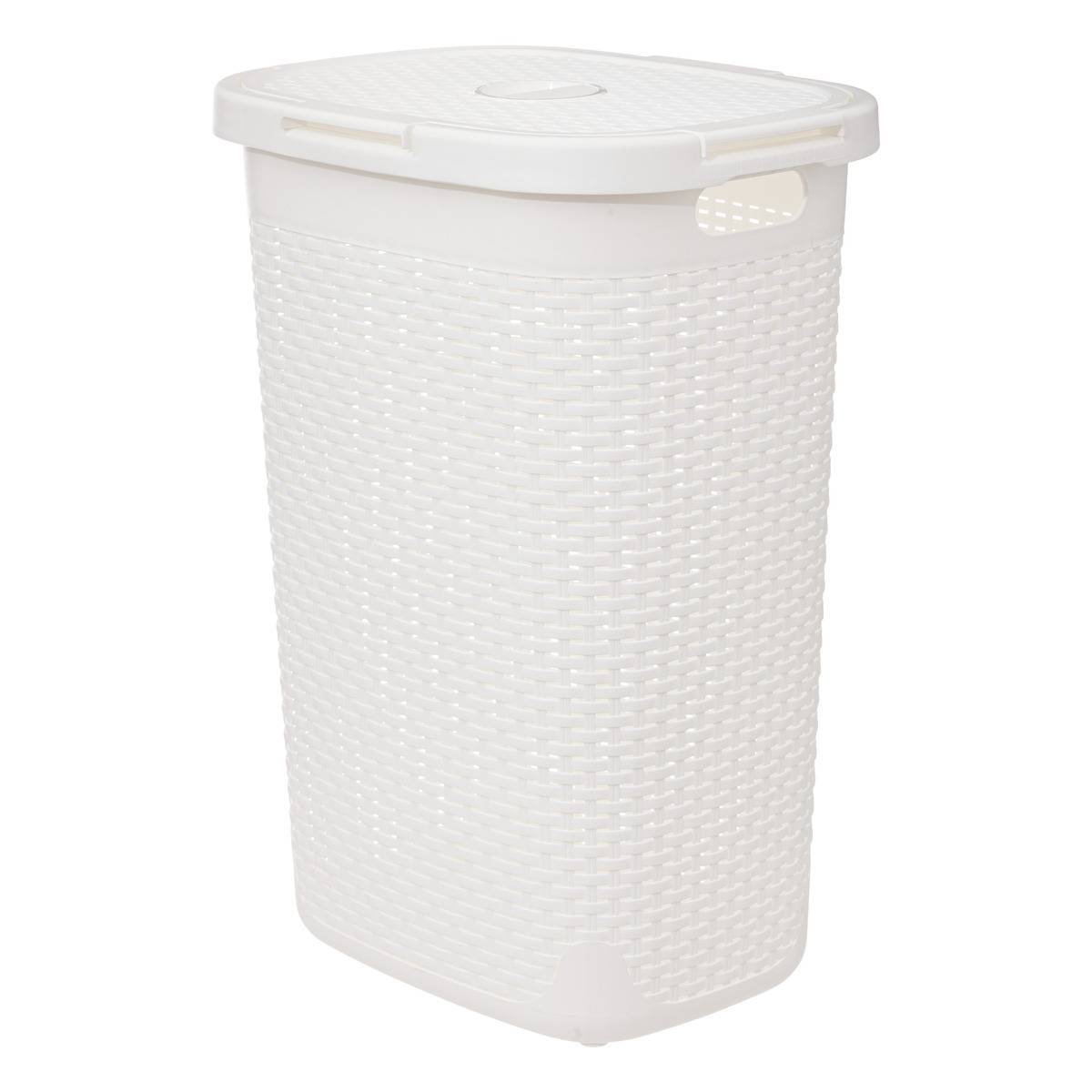 Kosz na pranie 60 l rattan syntetyczny biały