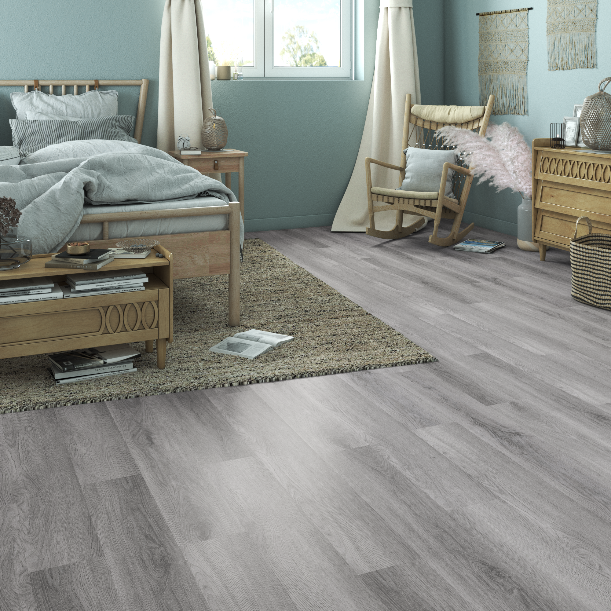 Płyty SPC winylowe, pływające Gila jasnoszary Gr 4,5 mm ARTENS z wbudowaną podkładką, opakowanie 1,98 m²