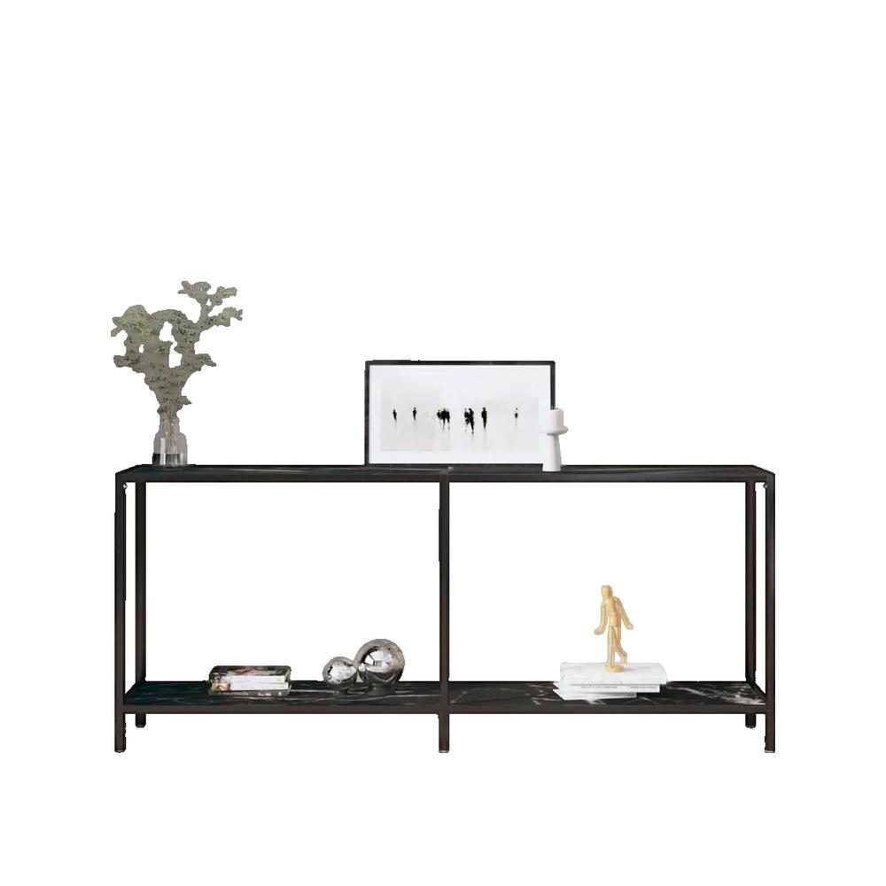 Stolik konsola vidaXL czarny szkło hartowane 180x35x75,5 cm