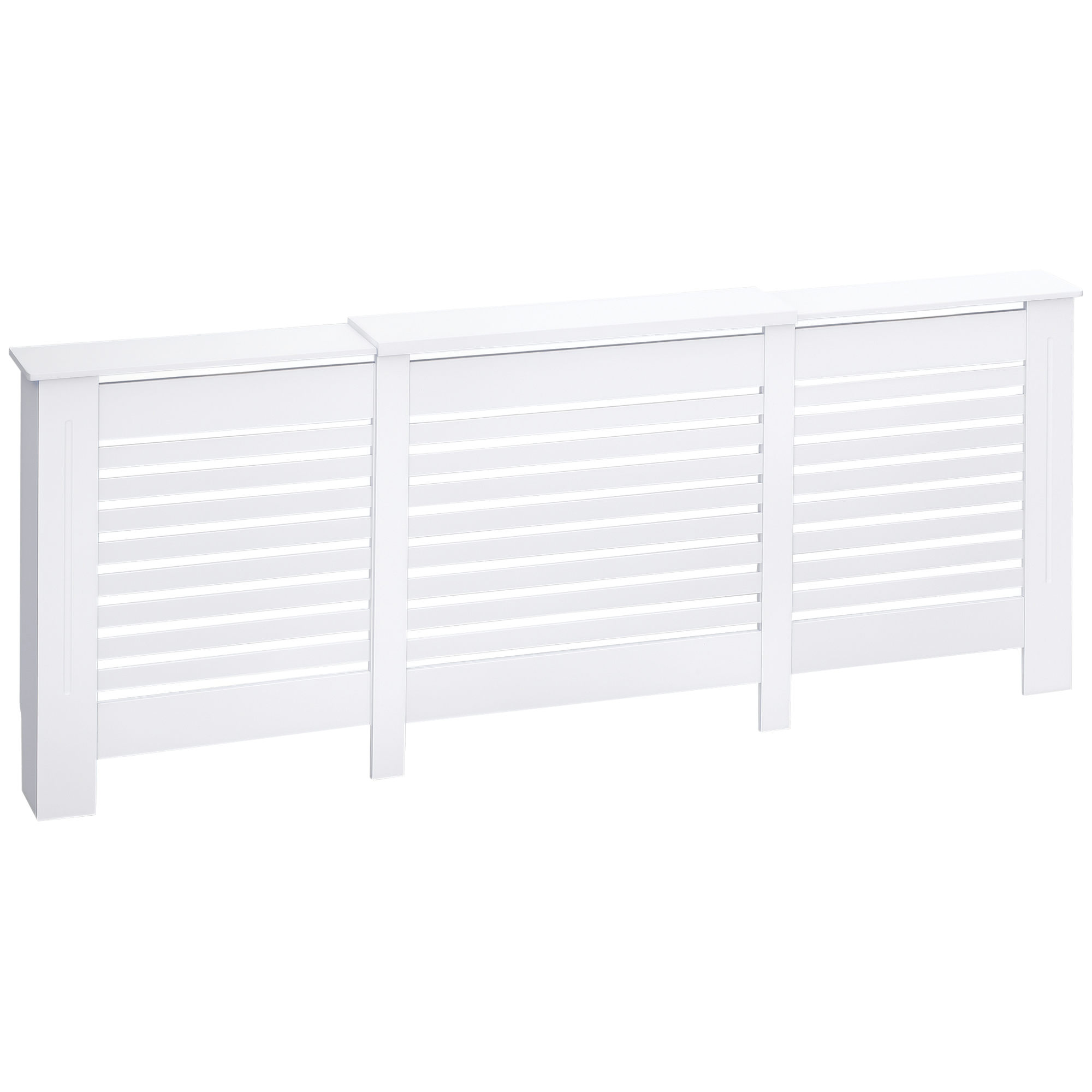 regulowany szerokość Mobile Heater z MDF i drewno Top półka, 140-202x19x82.5cm, biały