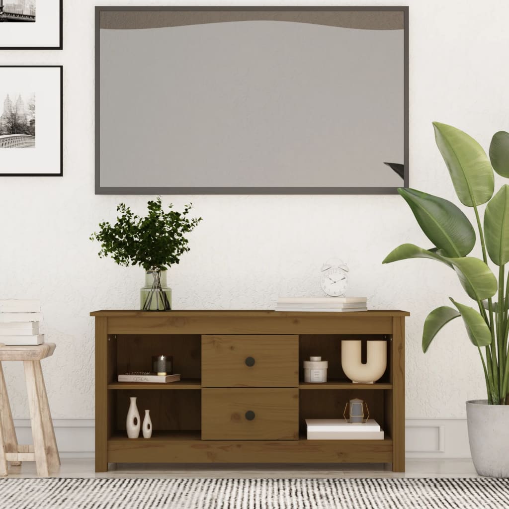 Szafka pod TV, miodowy brąz, 103x36,5x52 cm, drewno sosnowe vidaXL
