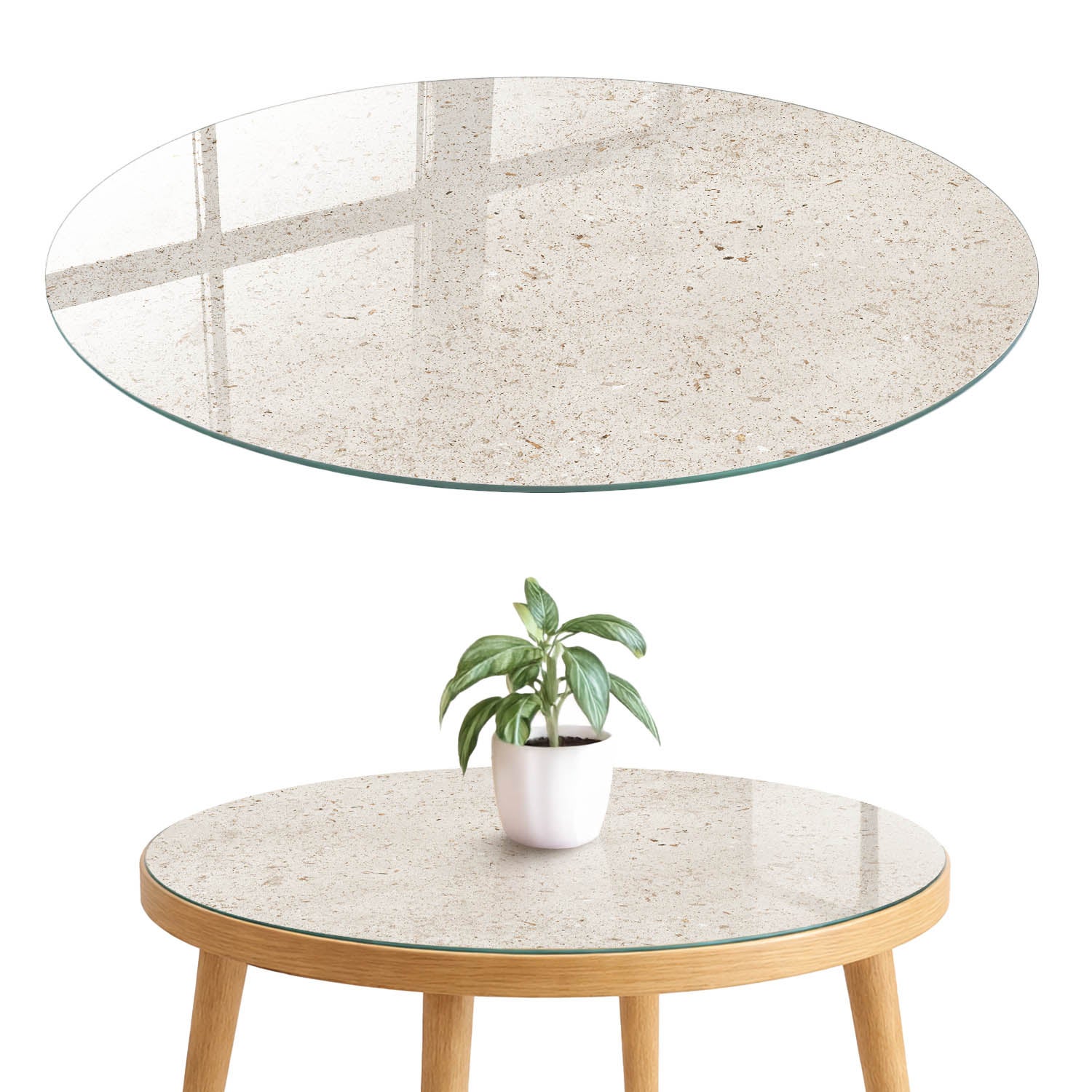 Blat szklany z grafiką i nadrukiem 4 mm - ochrona, dekoracja i metamorfoza mebli fi80 cm Kremowy spokój