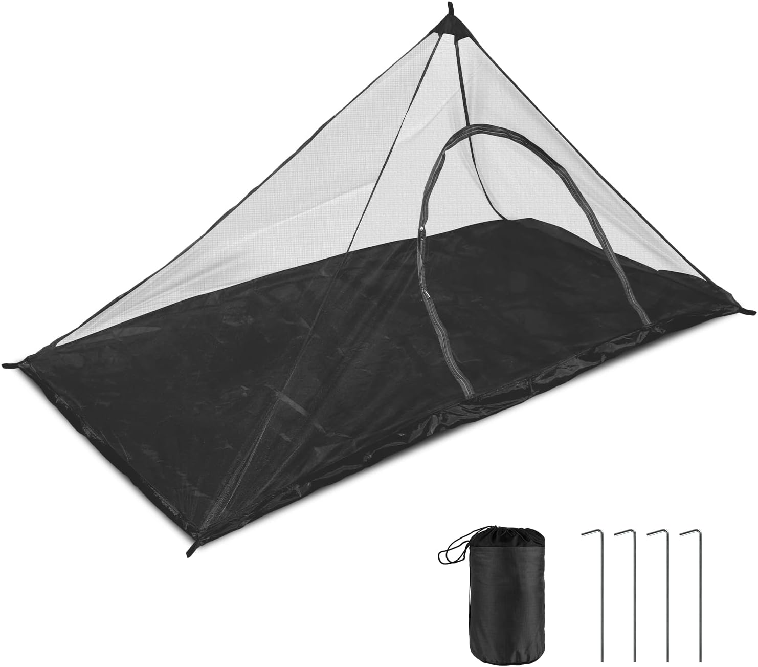 Moskitiera kempingowa, 220 x 120 x 100 cm, lekka i przenośna, moskitiera, do użytku na zewnątrz z drzwiami na zamek błyskawiczny do łóżka kempingowego