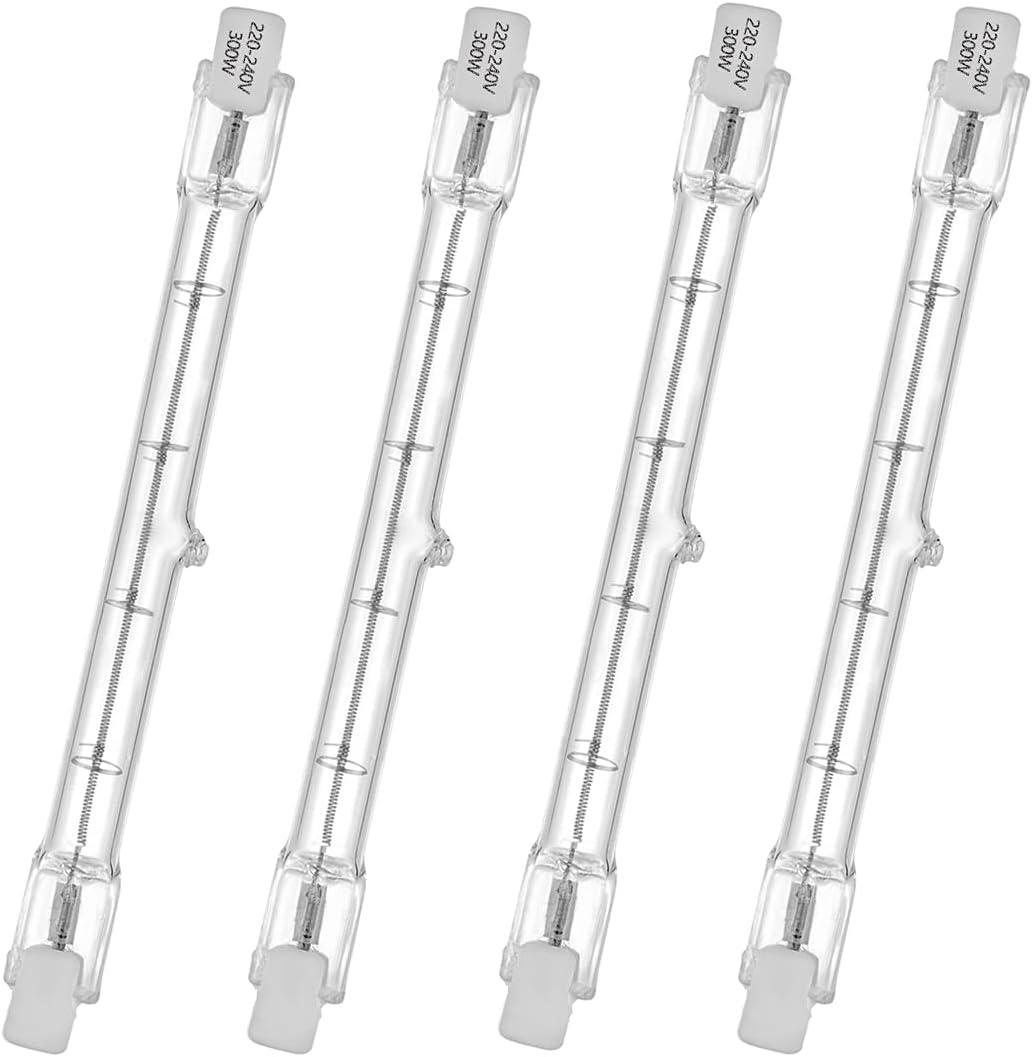 Halogenowa żarówka R7S 230V 300W (4 sztuki) - Ciepła biel 2800K, zamiennik dla lampy halogenowej, 118mm, Klasa energetyczna G