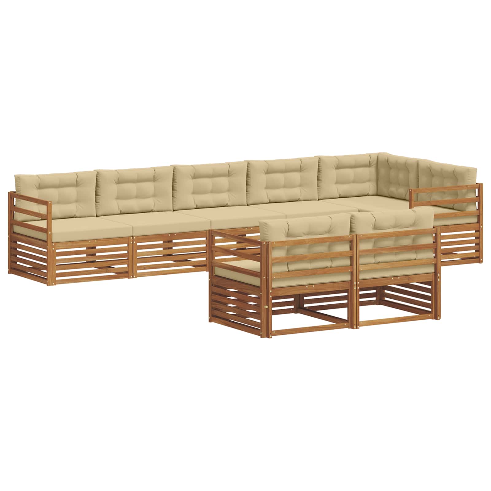 Zestaw sof na zewnątrz z poduszką 8 pcs Naturalny i Beżowy