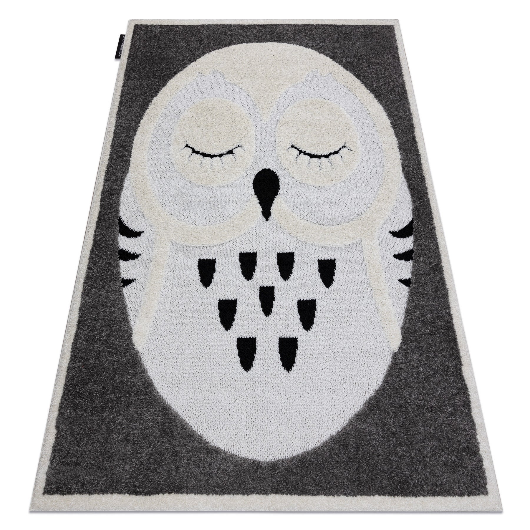 Dywan dziecięcy JOY Owl sowa, dla dzieci - Strukturalny, dwa poziomy runa szary / krem 140x190 cm