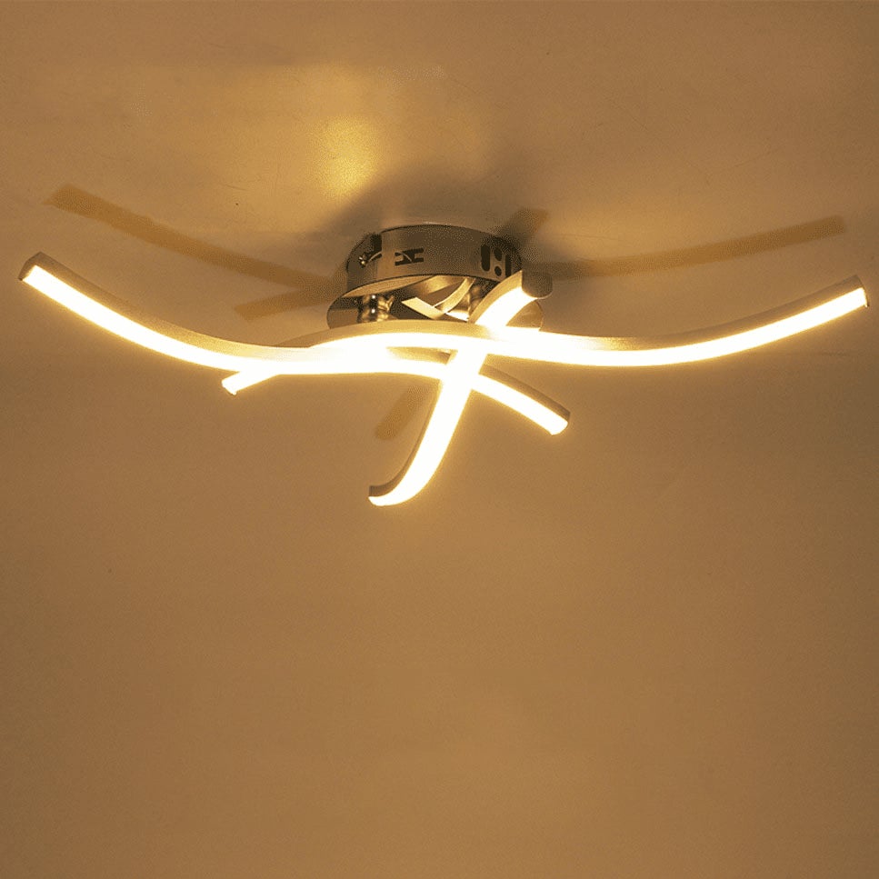 Nowoczesna lampa sufitowa LED, wpuszczana lampa sufitowa w kształcie fali 18 W, trójdzielne lampy sufitowe, ciepłe białe światło