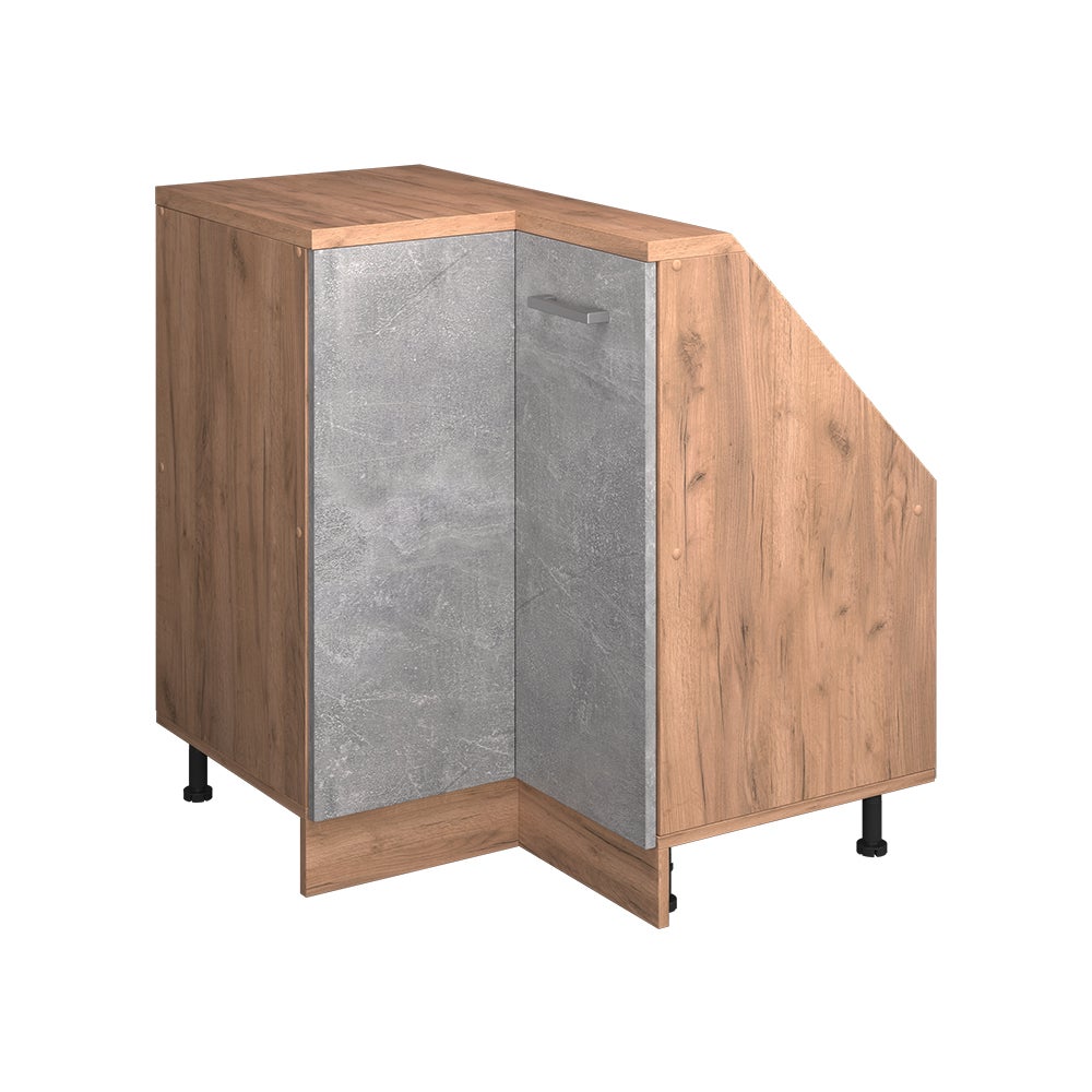 Vicco Szafa skosna Szafka narożna Rion, Beton/złoty dąb, 75.6 x 81.6 cm z 1 drzwiami