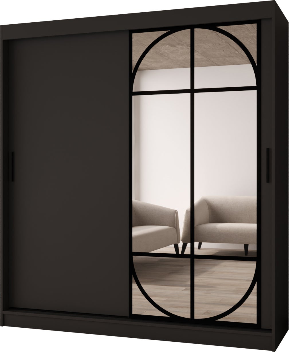 Szafa przesuwna z lustrem LUGO 180 x 62 x 200 czarny + u. czarny