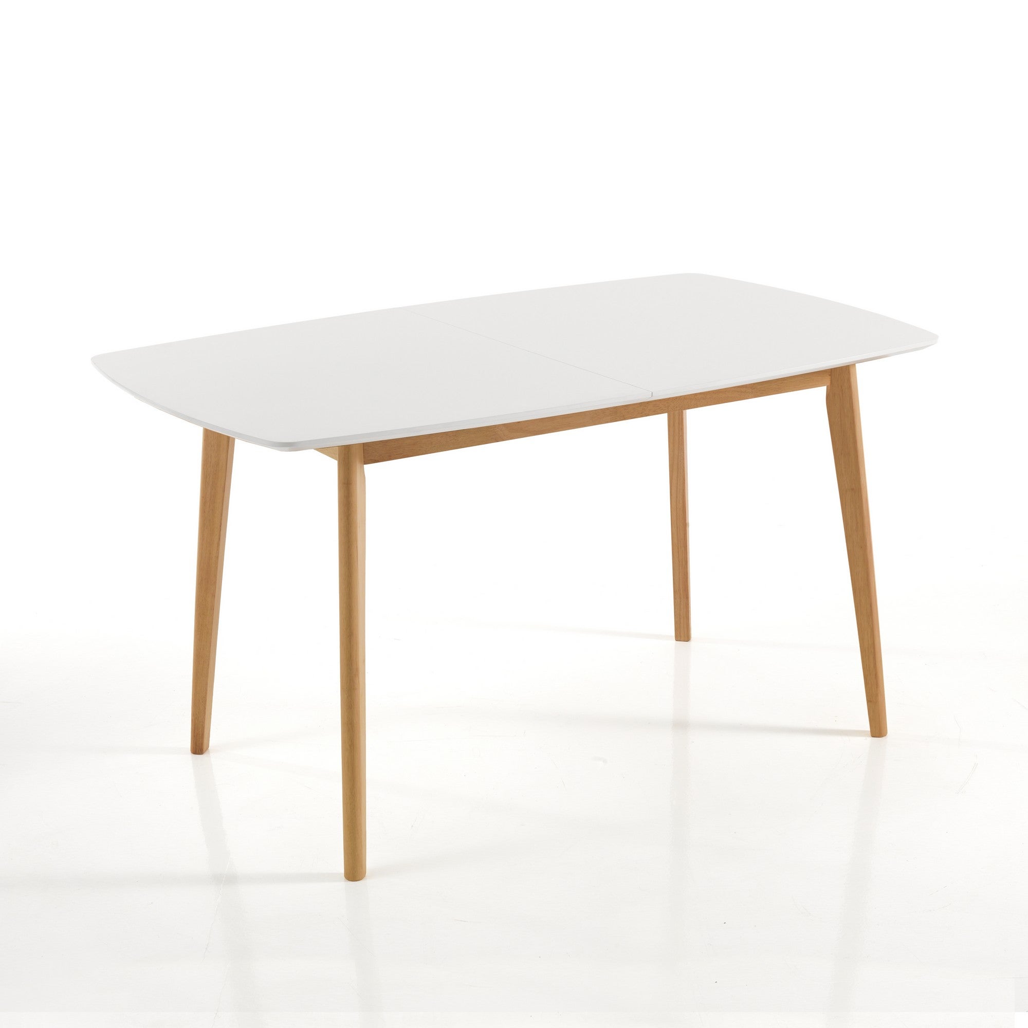 Stół rozkładany Still White/Wood z płyty MDF i litego drewna dębowego, 120-150 x 75 cm