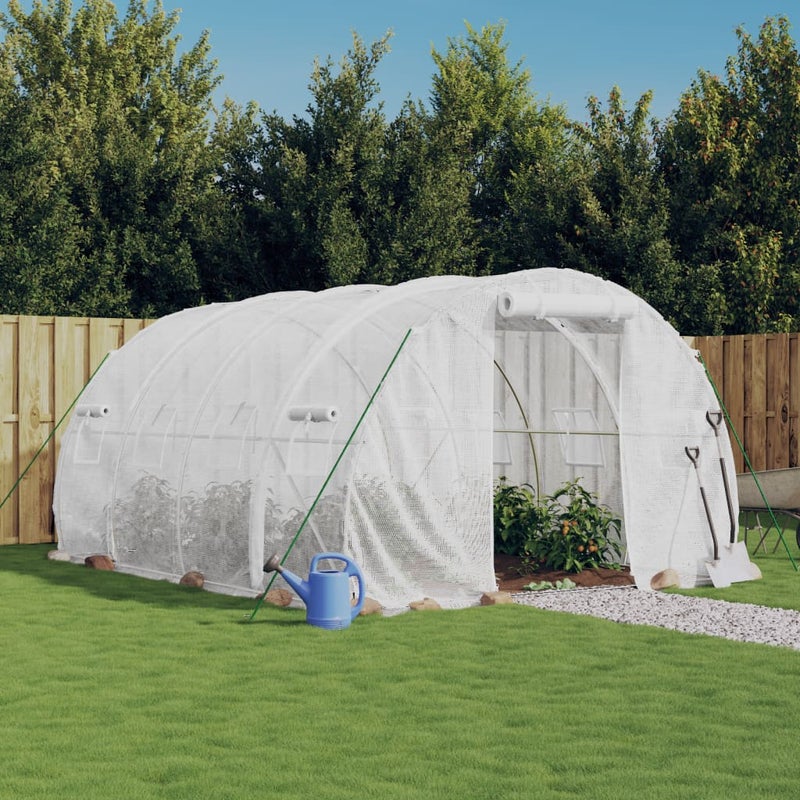 vidaXL Szklarnia ze stalową ramą, biała, 12 m², 4x3x2 m