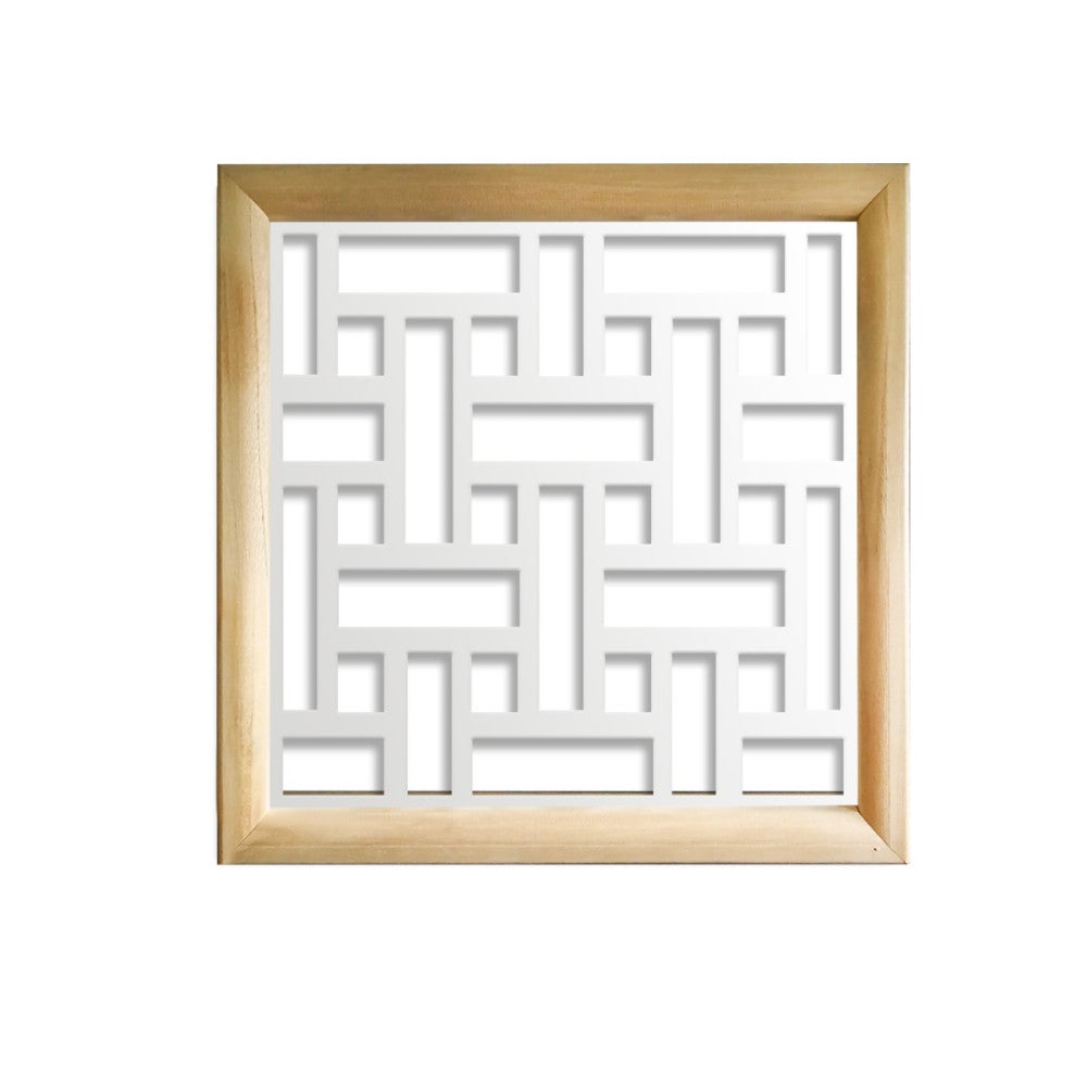 TRAMA - Moduły dekoracyjne kwadratowe z drewna i PCV - rozmiar 98x98 cm - grubość 64 mm - kolor wewnętrzny BIAŁY