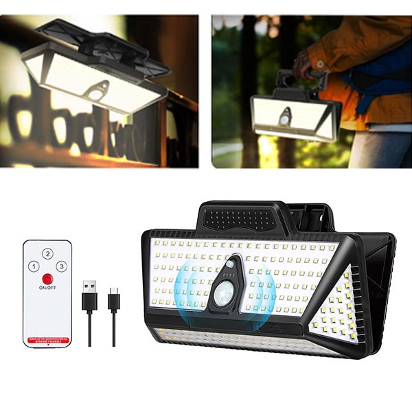 Lampa słoneczna ze wskaźnikiem 3600mA, lampa na klip 208led, projektor słoneczny odporna na wodę (ciepłe światło)