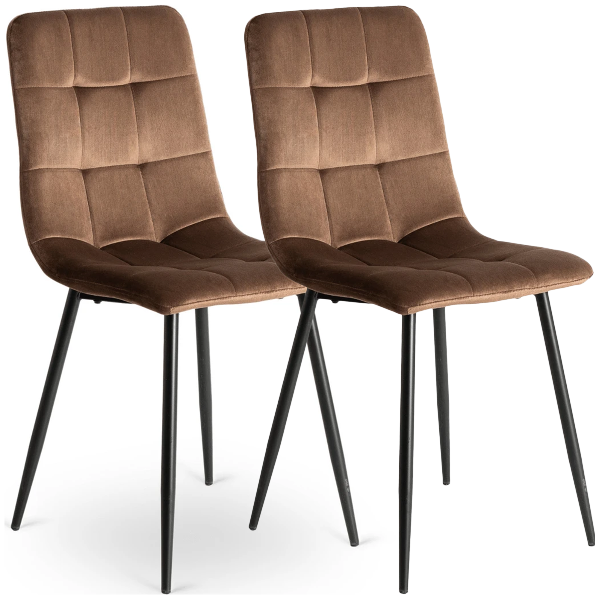 Zestaw 2 Krzeseł Tapicerowanych Welurowych Kuchennych Do Jadalni Brązowych PERU