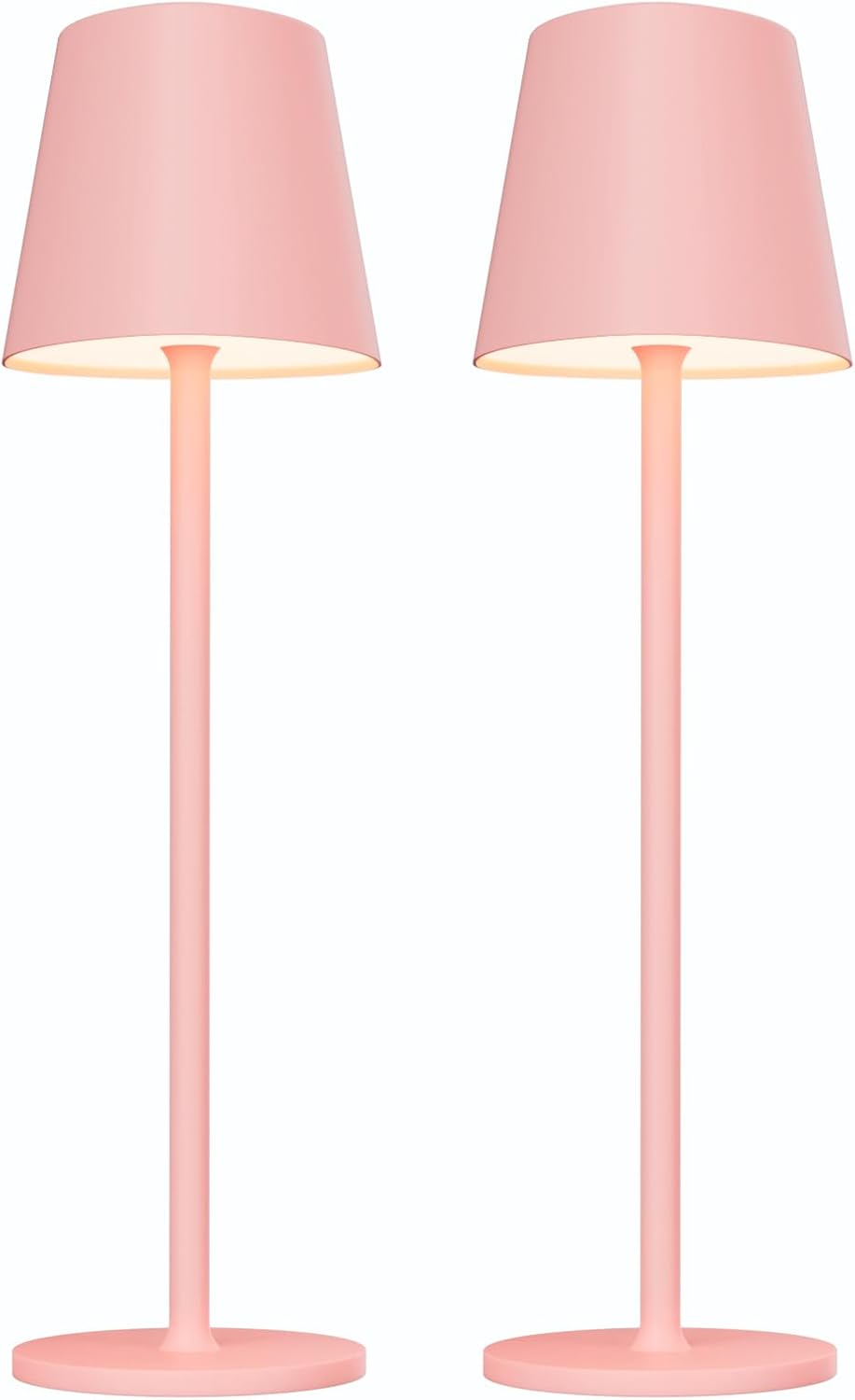 Różowa bezprzewodowa lampka biurkowa 10 x 10 x 38 cm, 2 diody LED, akumulatorowa, 1800 mAh, idealna do restauracji, sypialni i barów.