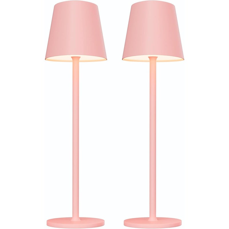 Różowa bezprzewodowa lampka biurkowa 10 x 10 x 38 cm, 2 diody LED, akumulatorowa, 1800 mAh, idealna do restauracji, sypialni i barów.