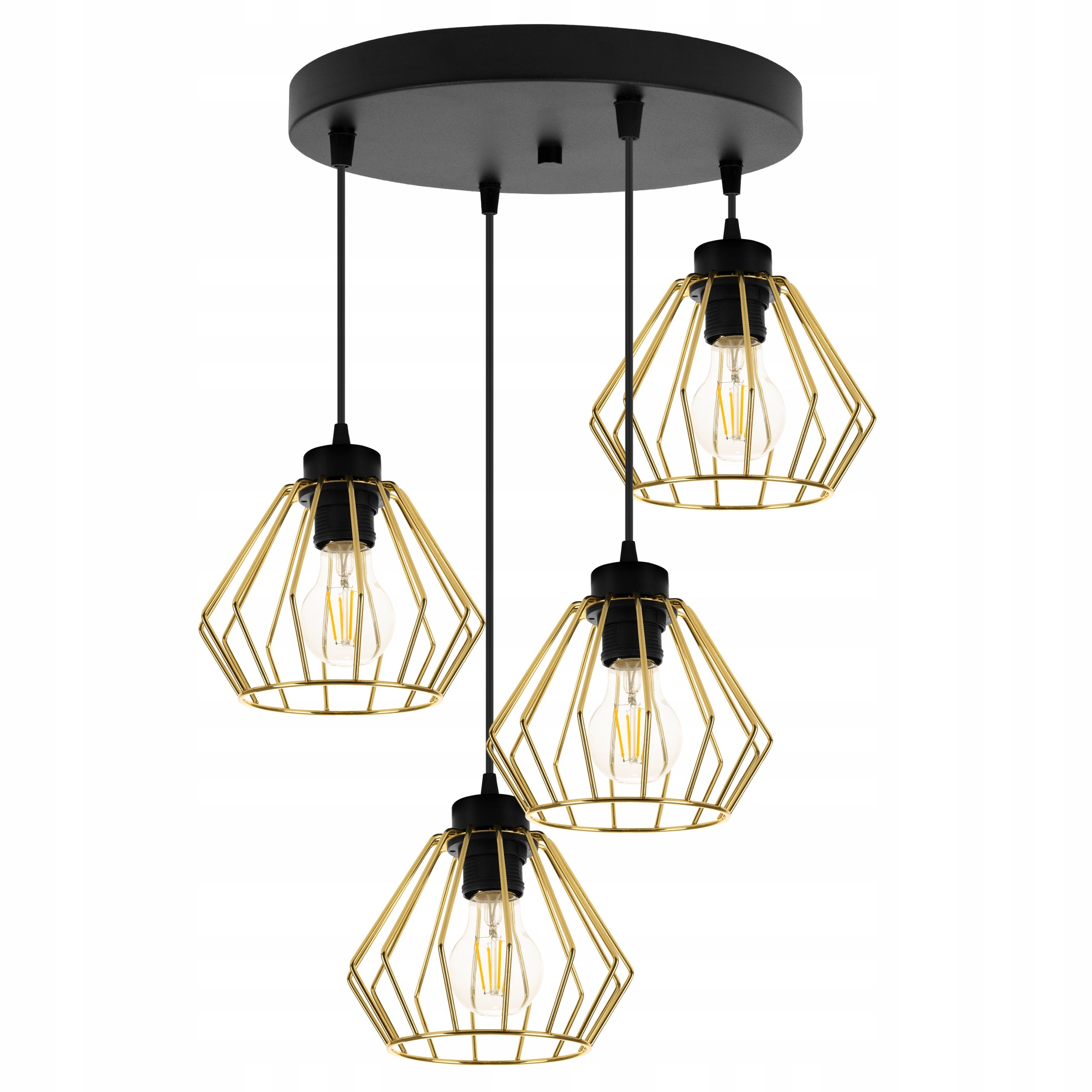 Lampa sufitowa wisząca Light Home LH Santos 4x E27 60W okrągła długa złoty