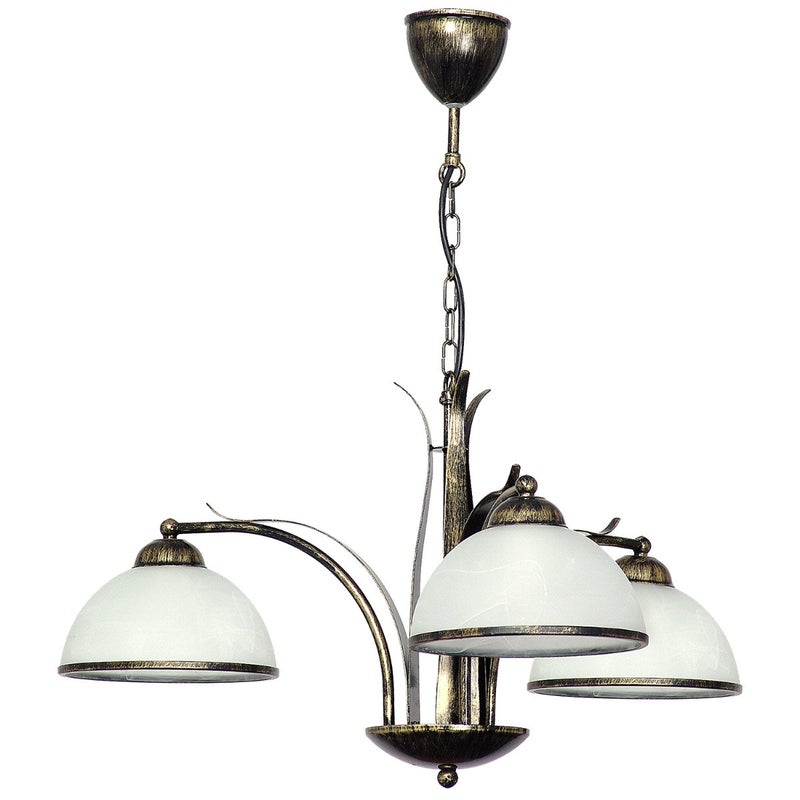 Lampa wisząca Korfu złota patyna 3xE27x15W dekoracyjna wym: 67 x 68 x 68 cm szkło Luminex