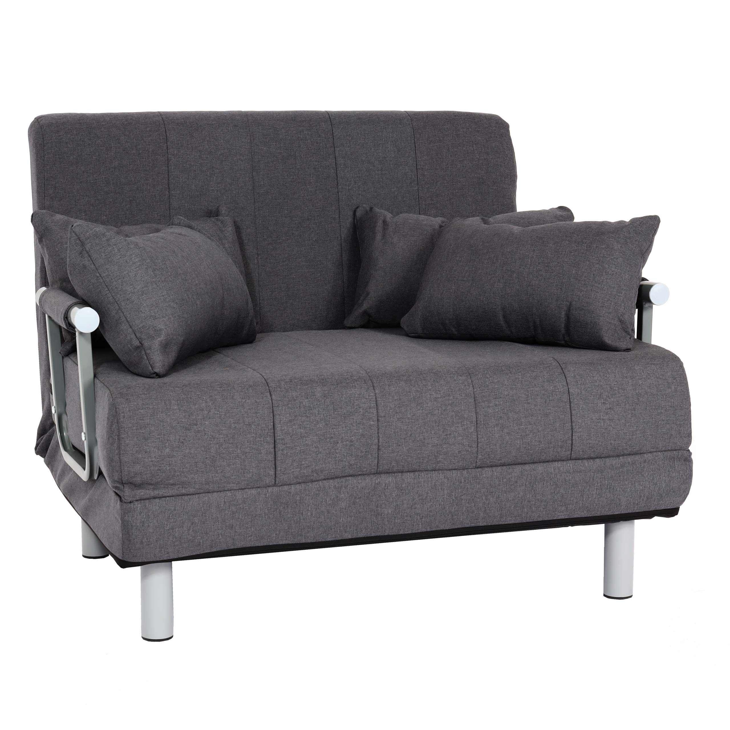 HWC-K29 fotel z funkcją spania, rozkładany fotel sofa łóżko dla gości rozkładana powierzchnia 186x97cm tkanina (270g/m²) ~ ciemnoszary
