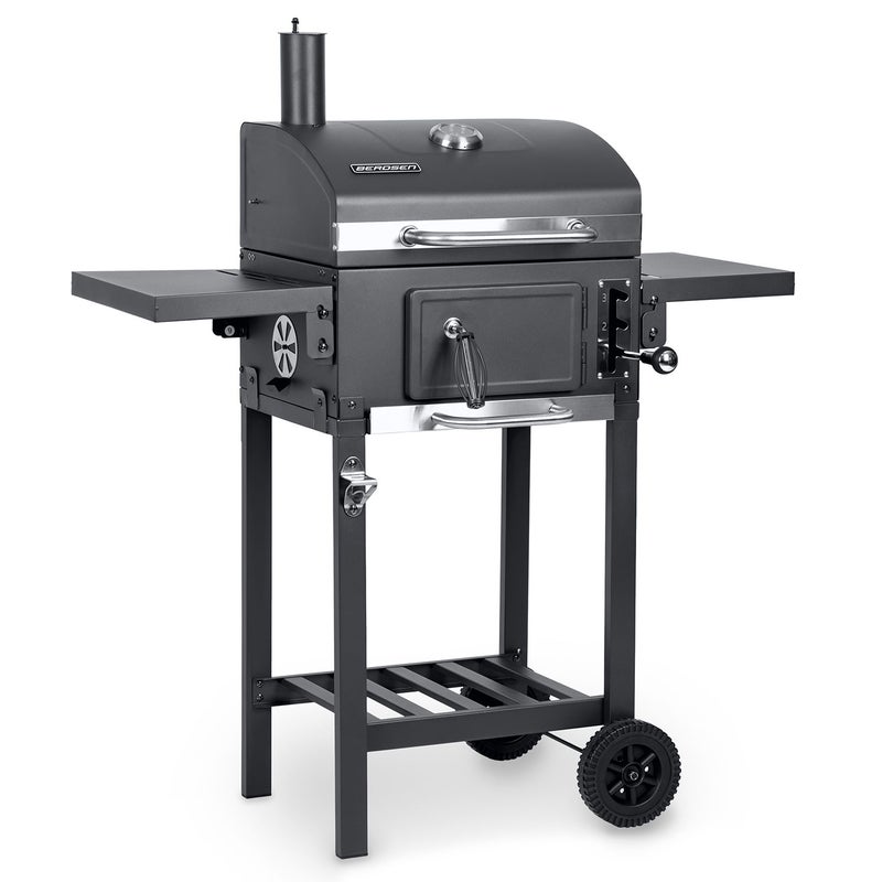 Grill węglowy ogrodowy komin żeliwny ruszt z pokrywą Berdsen BD-892 popielnik + termometr