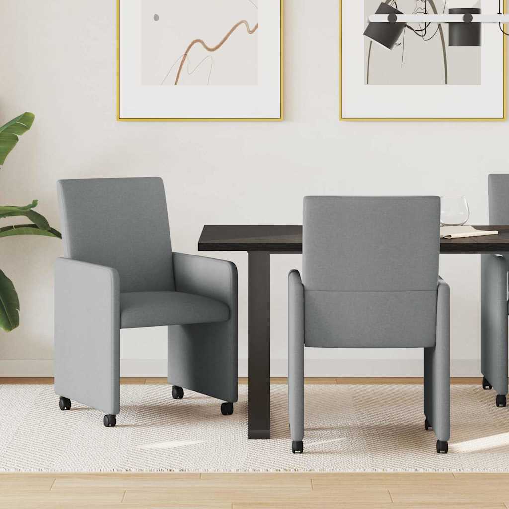 Krzesełka jadalne na kółkach 2 pcs Jasnoszary 57 x 66 x 94 cm vidaXL
