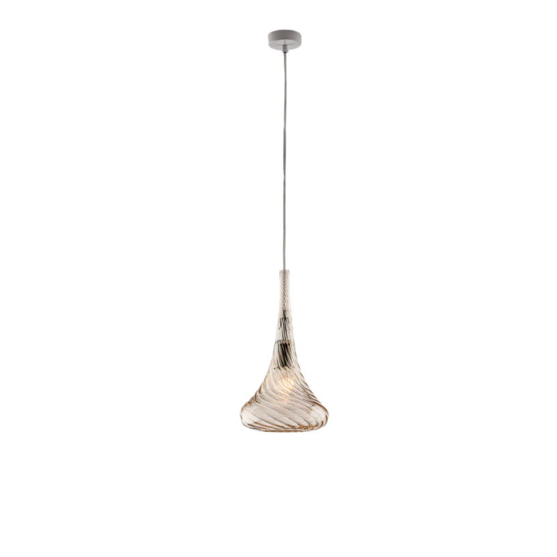 Sospensione in ferro con vetro ambra pyrex 1 luce H.42 - MAX 142 - Ø20