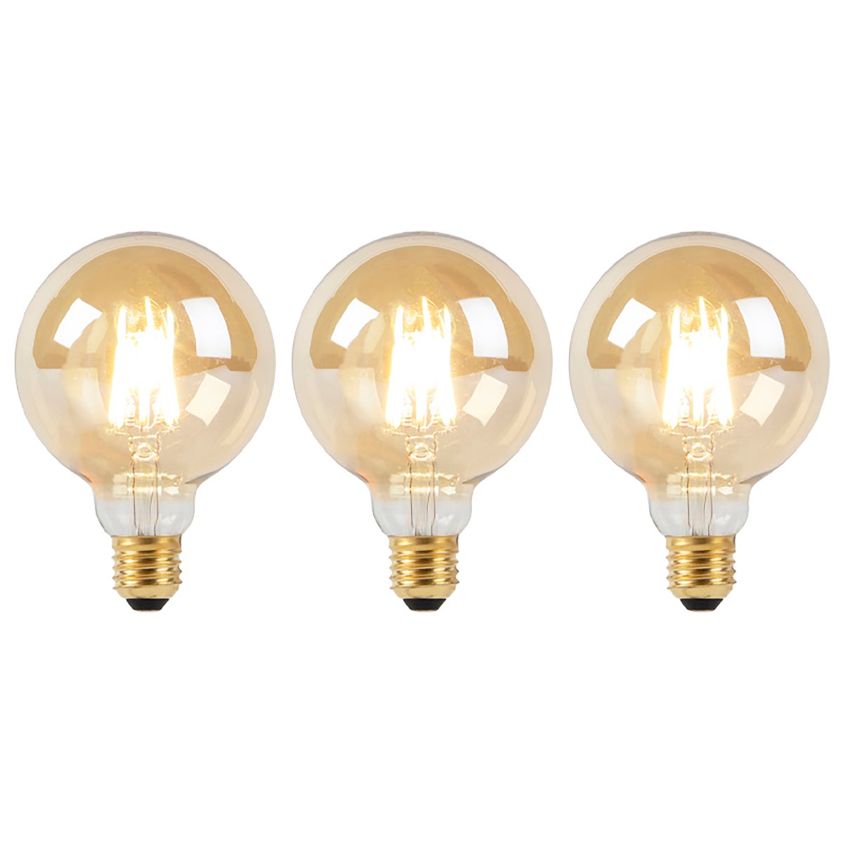 Zestaw 3 żarówek LED E27 Dim to Warm G95 złoto 8W 806lm 2000-2700K