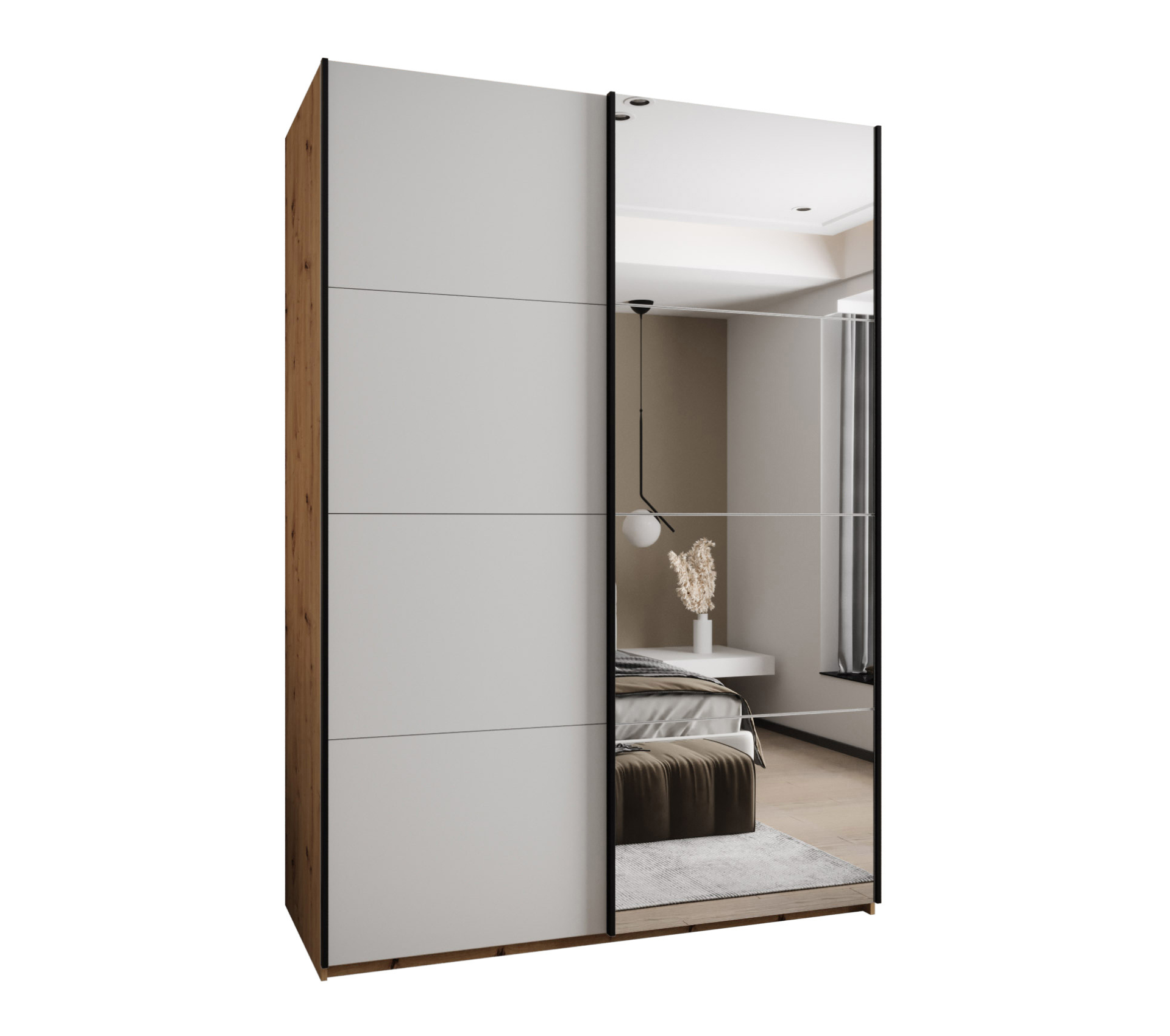 Szafa przesuwna wysoka Lux 3 170 x 64 x 245,5 cm artisan + biały + u. czarny - Abiks Meble