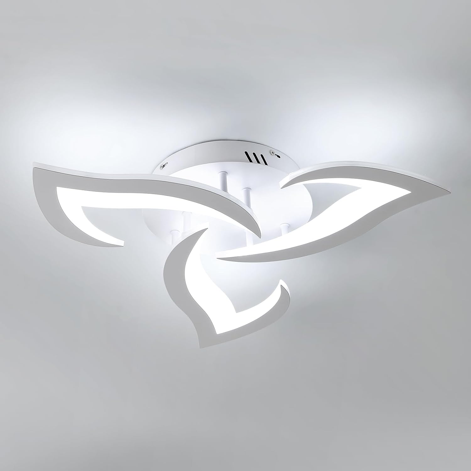Nowoczesna lampa sufitowa LED, 36 W, kreatywny wzór w płatki, białe, chłodne białe światło 6500 K, aluminium, do salonu, biura (58 cm)