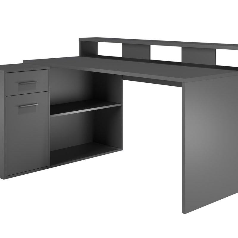 GamerBüro biurko gracz 1 drzwi, 1 szuflada, 2 otwarte półki anthrazit mat.
